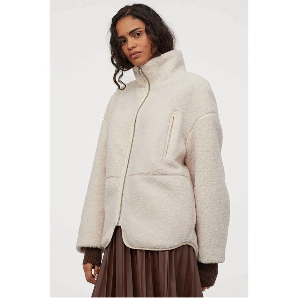 H&M Faux shearling fleece jacket with high collar